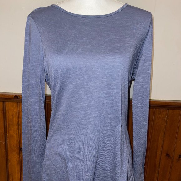 Women's Z by Zella Workout Shirt Gray Slub Knit Cutout Racerback Long Sleeve M - Picture 1 of 5